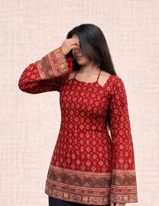 Trendy printed fancy tie-up kurti - Image 3