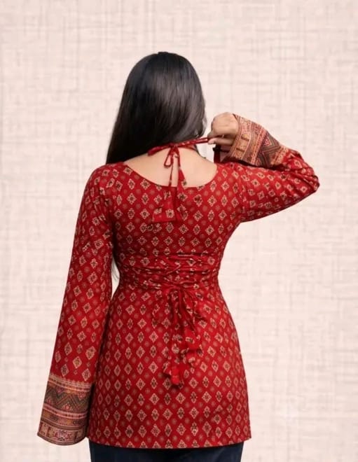Trendy printed fancy tie-up kurti - Image 4